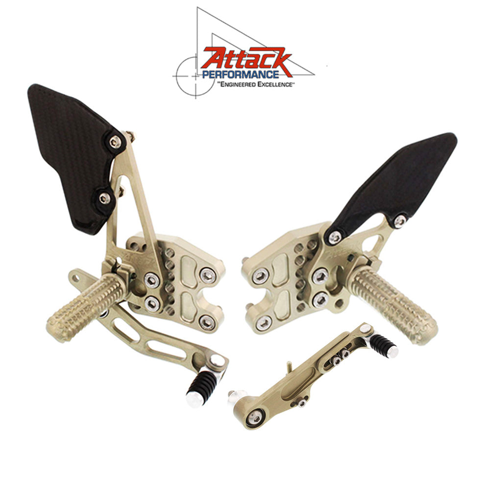 2009-2016年式 スズキ ＧＳＸ－Ｒ１０００用 アタックパフォーマンス製リアセット (エアロハード)　Attack Performance REAR SET KIT WITH SHIFT LEVER, GSXR1000 09-16, AERO HARD (消費税、送料込み)