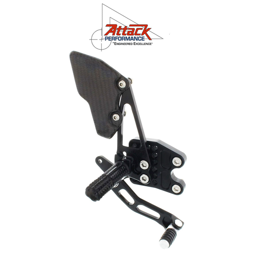 2009-2016年式 スズキ ＧＳＸ－Ｒ１０００用 アタックパフォーマンス製リアセット (ブラック)　Attack Performance REAR SET KIT WITH SHIFT LEVER, GSXR1000 09-16, BLACK (消費税、送料込み)