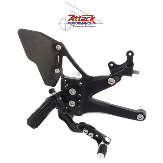 2018-2024年式 ドゥカティ パニガーレＶ４用 アタックパフォーマンス製リアセット(ブラック) 　Attack Performance REAR SET KIT, DUCATI V4, 2018 -, AERO HARD (消費税、送料込み)