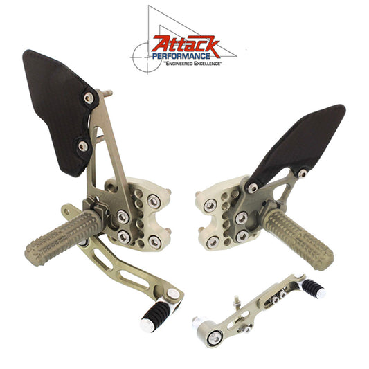 2011-2025年式 スズキ ＧＳＸ－Ｒ６００用 アタックパフォーマンス製リアセット (エアロハード)　Attack Performance REAR SET KIT WITH SHIFT LEVER, GSXR600/750 11- , AERO HARD (消費税、送料込み)