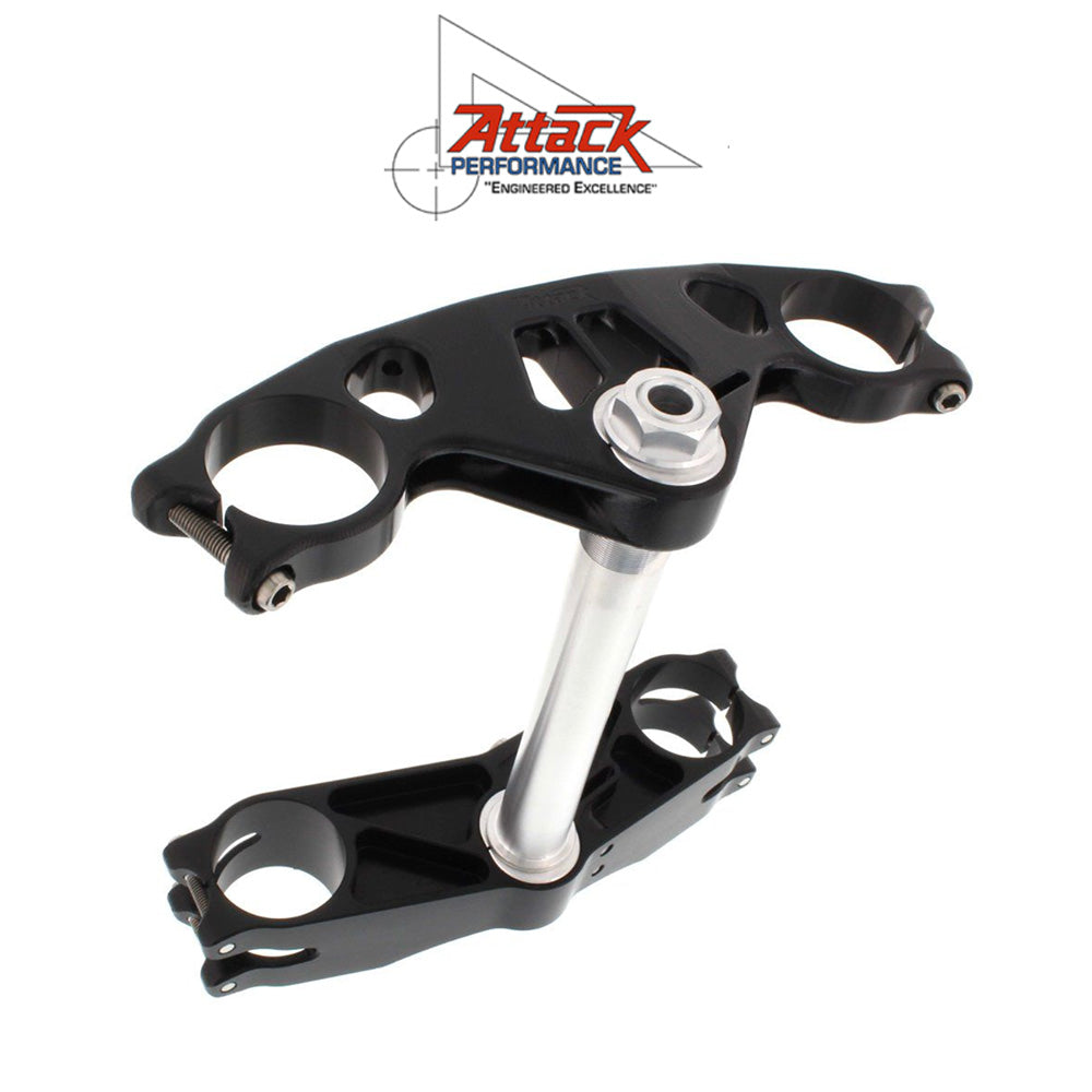 2013-2018年式 ＴＲＩＵＭＰＨ デイトナ ６７５Ｒ用 アタックパフォーマンス製GPトリプルクランプキット(オーリンズショックアブソーバー用)(ブラック)　Attack Performance TRIPLE CLAMP KIT, GP, TRIUMPH 675R (OHLINS) 11- , BLACK (消費税、送料込み)