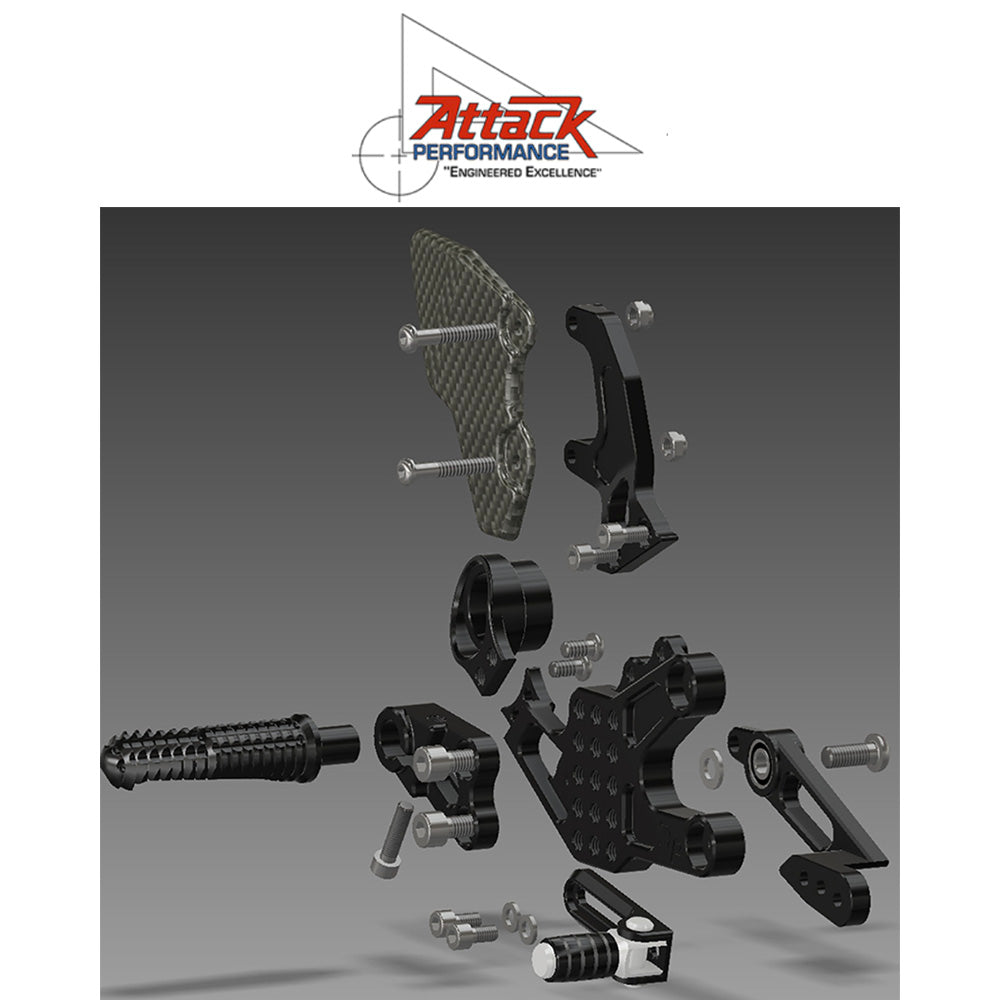 2008-2019年式 ホンダ ＣＢＲ１０００ＲＲ用 アタックパフォーマンス製リアセット(エアロハード)　Attack Performance REAR SET KIT, HON CBR1000RR 08- , W/SHIFT LEVER, AERO HARD (消費税、送料込み)