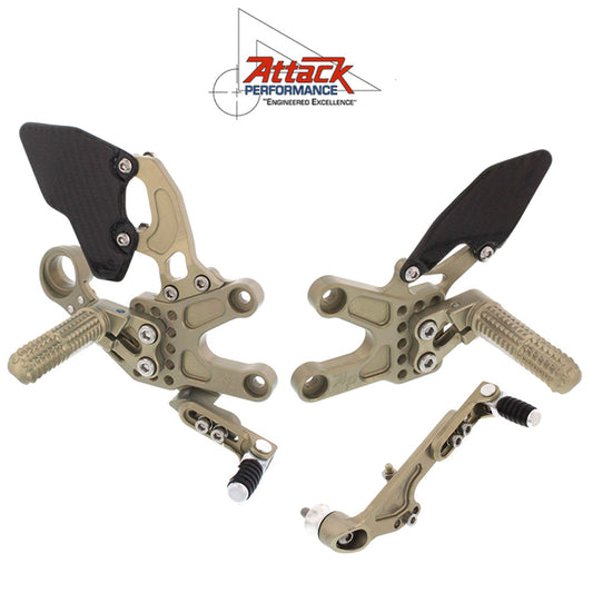 2008-2019年式 ホンダ ＣＢＲ１０００ＲＲ用 アタックパフォーマンス製リアセット(エアロハード)　Attack Performance REAR SET KIT, HON CBR1000RR 08- , W/SHIFT LEVER, AERO HARD (消費税、送料込み)
