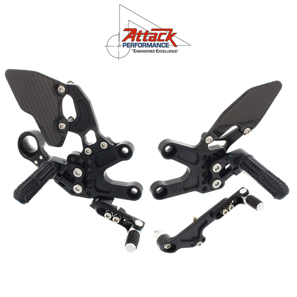 2008-2019年式 ホンダ ＣＢＲ１０００ＲＲ用 アタックパフォーマンス製リアセット(ブラック)　Attack Performance REAR SET KIT, HON CBR1000RR 08- , W/SHIFT LEVER, BLACK (消費税、送料込み)