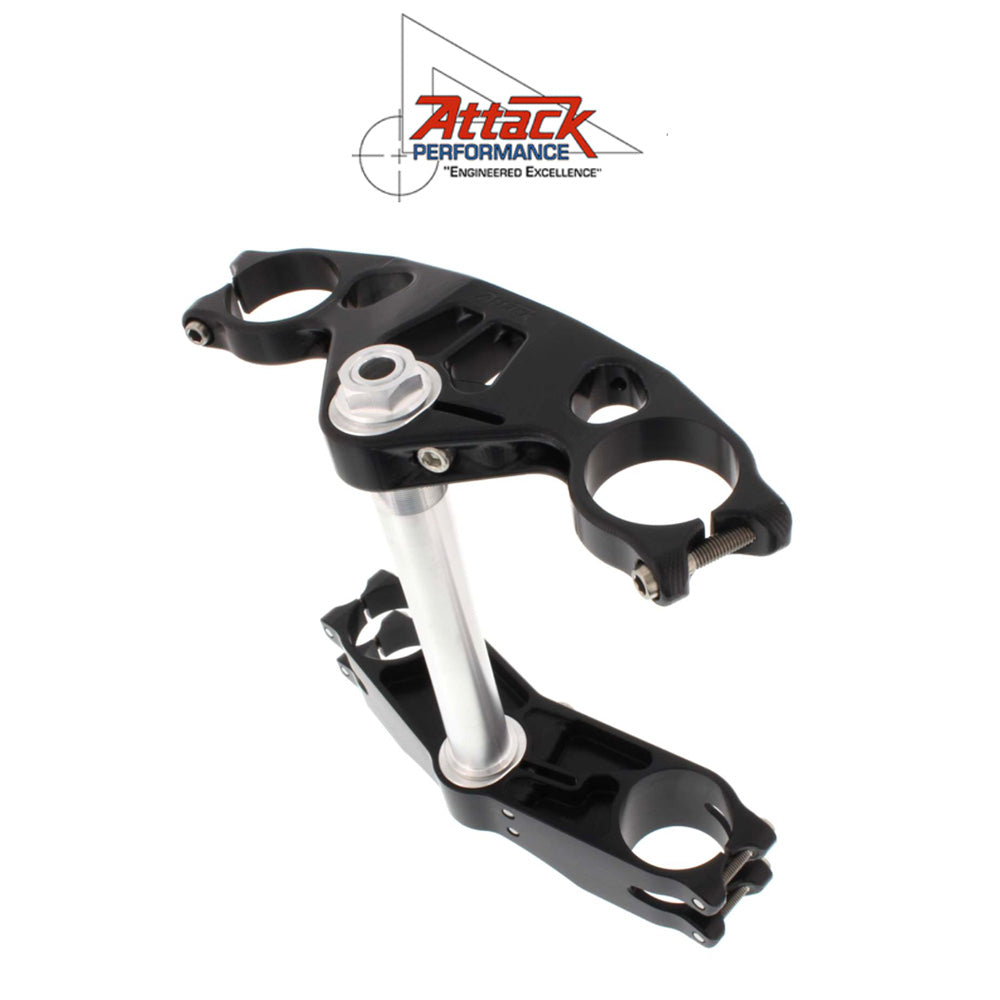 2013-2018年式 ＴＲＩＵＭＰＨ デイトナ ６７５Ｒ用 アタックパフォーマンス製GPトリプルクランプキット(オーリンズショックアブソーバー用)(ブラック)　Attack Performance TRIPLE CLAMP KIT, GP, TRIUMPH 675R (OHLINS) 11- , BLACK (消費税、送料込み)