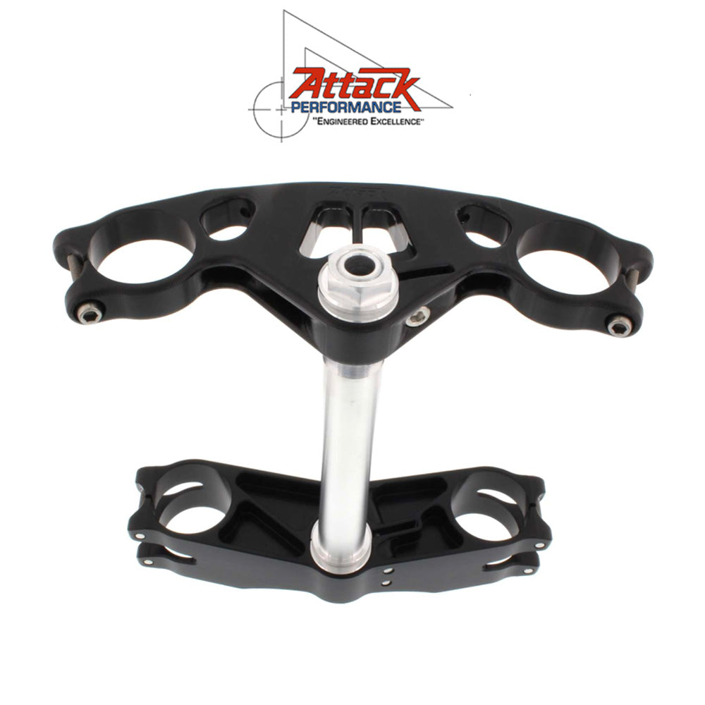 2013-2018年式 ＴＲＩＵＭＰＨ デイトナ ６７５Ｒ用 アタックパフォーマンス製GPトリプルクランプキット(オーリンズショックアブソーバー用)(ブラック)　Attack Performance TRIPLE CLAMP KIT, GP, TRIUMPH 675R (OHLINS) 11- , BLACK (消費税、送料込み)