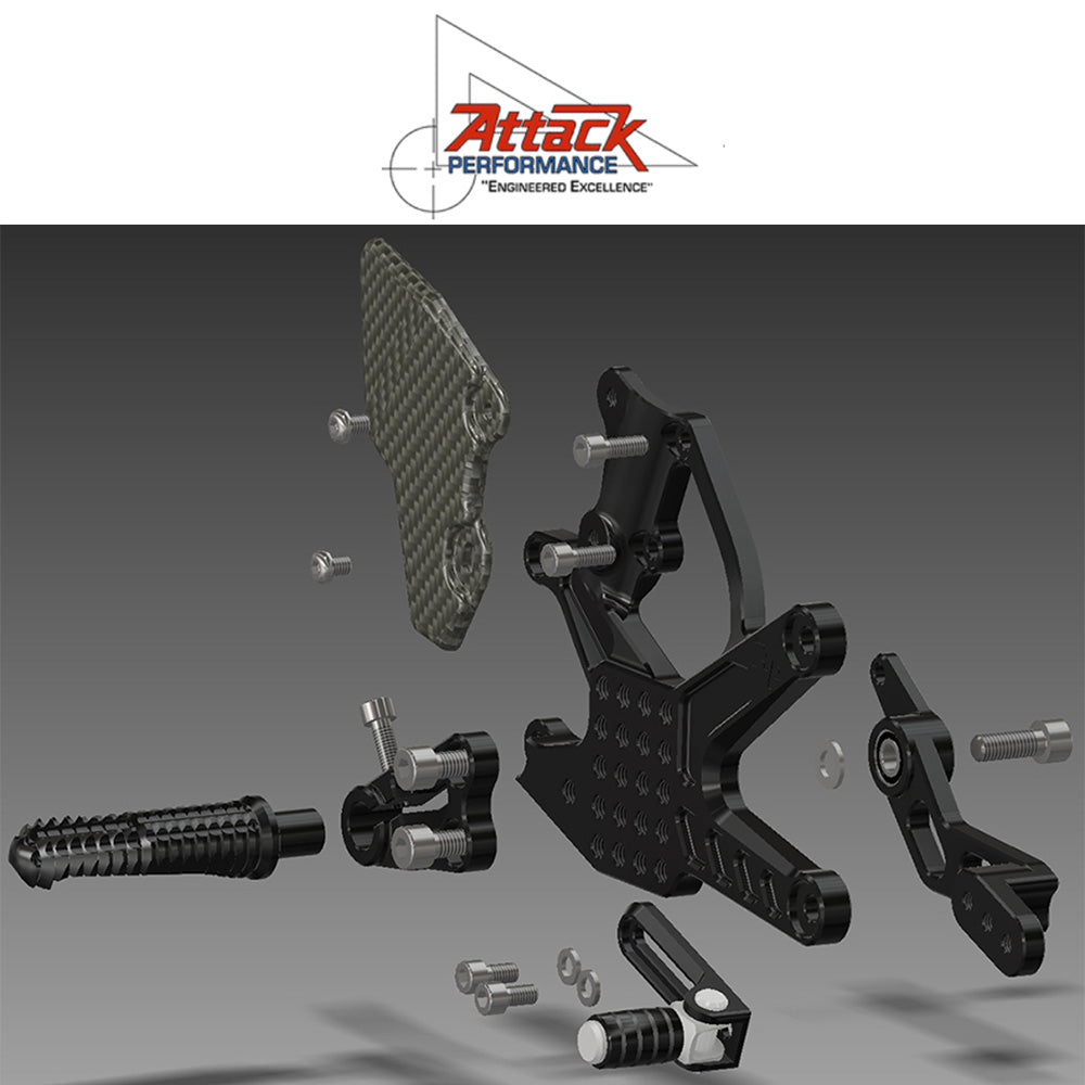 2015-2025年式 ヤマハ ＹＺＦ－Ｒ１用 アタックパフォーマンス製リアセット(ブラック)　Attack Performance REARSET KIT WITH SHIFT LEVER, YZF R1 15- , BLACK (消費税、送料込み)  SKU 121110B
