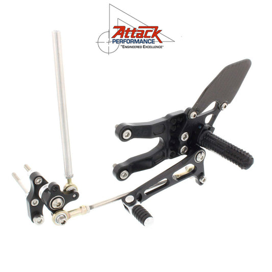 2007-2024年式 ホンダ ＣＢＲ６００ＲＲ用 アタックパフォーマンス製リアセット(ブラック)　Attack Performance REAR SET KIT, HON CBR600RR 07- , BLACK (消費税、送料込み)