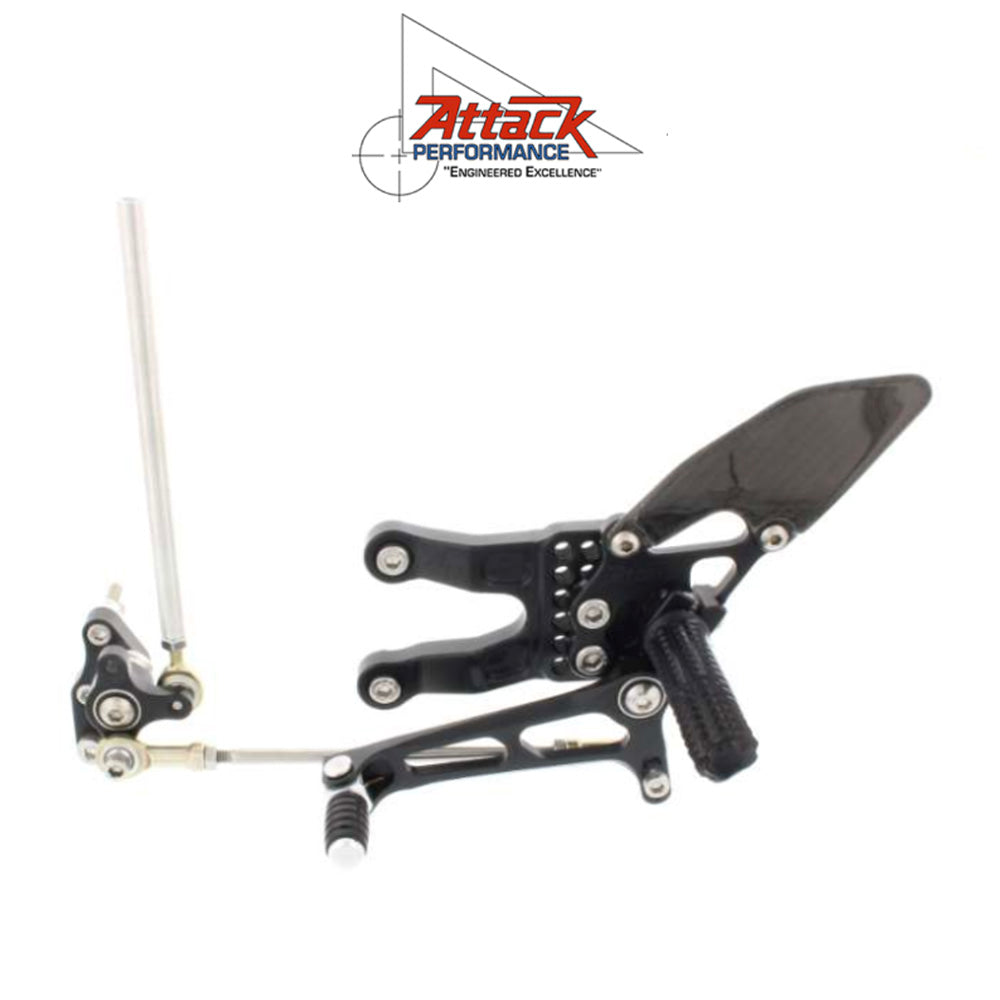 2007-2024年式 ホンダ ＣＢＲ６００ＲＲ用 アタックパフォーマンス製リアセット(ブラック)　Attack Performance REAR SET KIT, HON CBR600RR 07- , BLACK (消費税、送料込み)