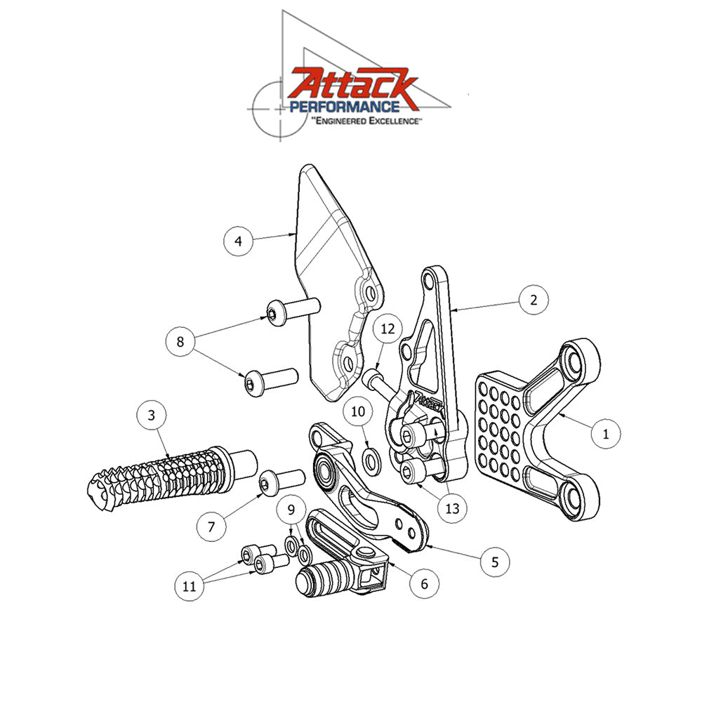 2016-2025年式 カワサキ Ｎｉｎｊａ ＺＸ－１０Ｒ用 アタックパフォーマンス製リアセット(ブラック)　Attack Performance REAR SET KIT, ZX10R, 16- , BLACK (消費税、送料込み)