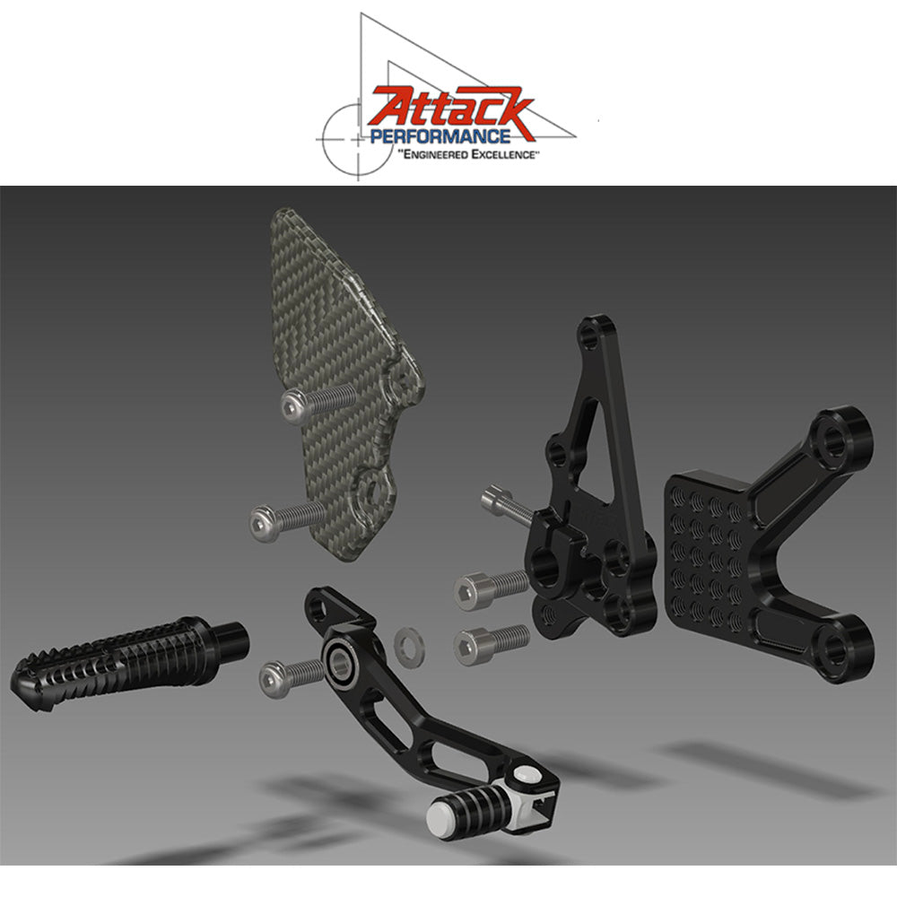 2016-2025年式 カワサキ Ｎｉｎｊａ ＺＸ－１０Ｒ用 アタックパフォーマンス製リアセット(ブラック)　Attack Performance REAR SET KIT, ZX10R, 16- , BLACK (消費税、送料込み)