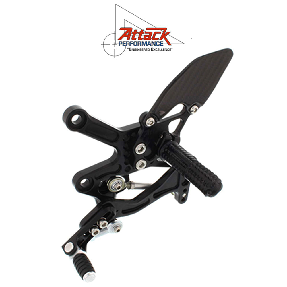 2016-2025年式 カワサキ Ｎｉｎｊａ ＺＸ－１０Ｒ用 アタックパフォーマンス製リアセット(ブラック)　Attack Performance REAR SET KIT, ZX10R, 16- , BLACK (消費税、送料込み)