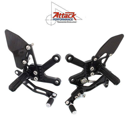 2016-2025年式 カワサキ Ｎｉｎｊａ ＺＸ－１０Ｒ用 アタックパフォーマンス製リアセット(ブラック)　Attack Performance REAR SET KIT, ZX10R, 16- , BLACK (消費税、送料込み)