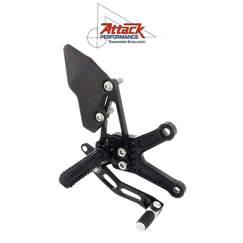 2013-2025年式 カワサキ Ｎｉｎｊａ ＺＸ－６Ｒ用 アタックパフォーマンス製リアセット(ブラック)　Attack Performance REAR SET KIT, ZX6R 05- , ZX6R-636 13- , AERO HARD (消費税、送料込み)