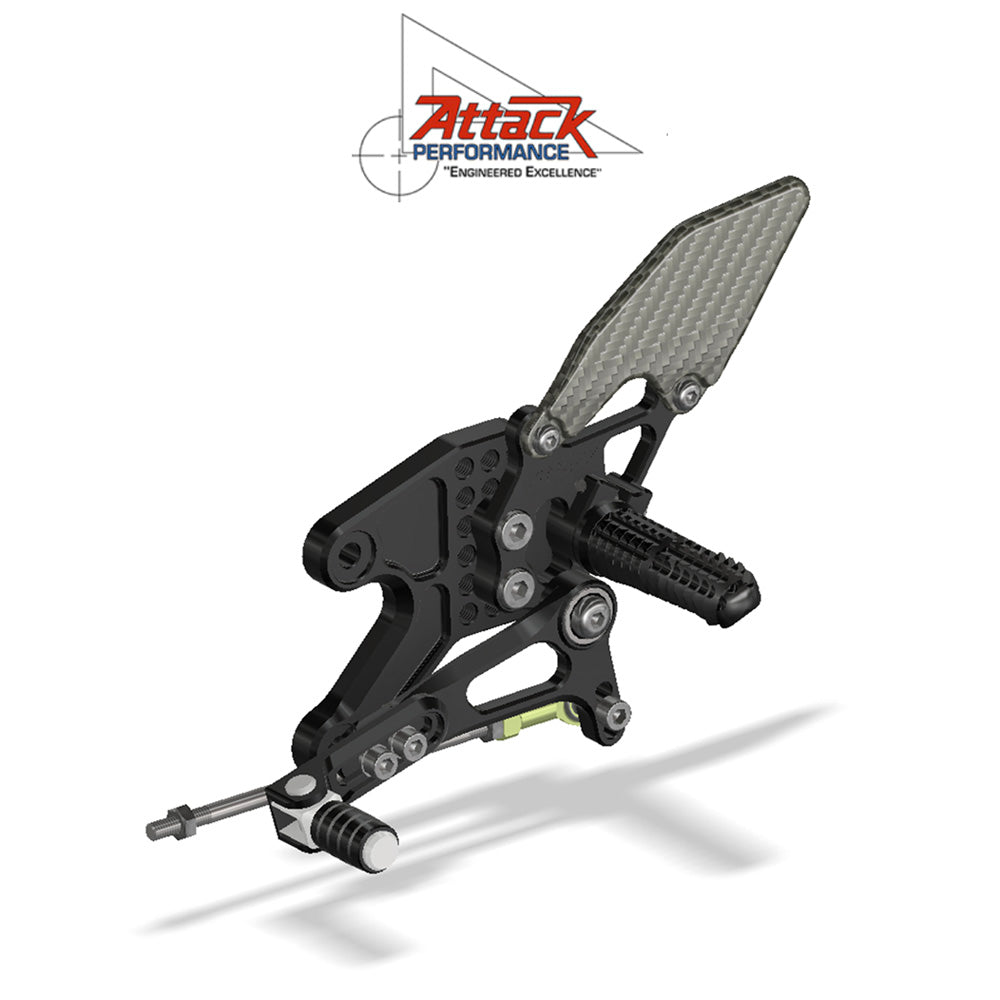 2015-2025年式 ヤマハＹＺＦ－Ｒ３用 アタックパフォーマンス製リアセット(ブラック)　Attack Performance REAR SET KIT, YAM R3 2015- , BLACK (消費税、送料込み)