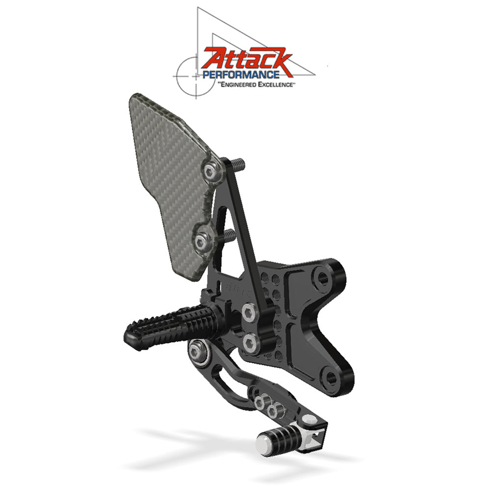 2015-2025年式 ヤマハＹＺＦ－Ｒ３用 アタックパフォーマンス製リアセット(ブラック)　Attack Performance REAR SET KIT, YAM R3 2015- , BLACK (消費税、送料込み)