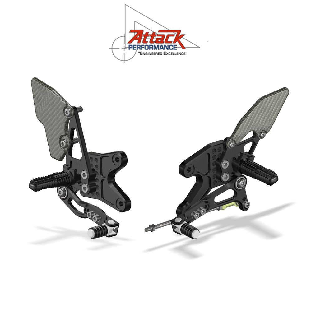 2015-2025年式 ヤマハＹＺＦ－Ｒ３用 アタックパフォーマンス製リアセット(ブラック)　Attack Performance REAR SET KIT, YAM R3 2015- , BLACK (消費税、送料込み)