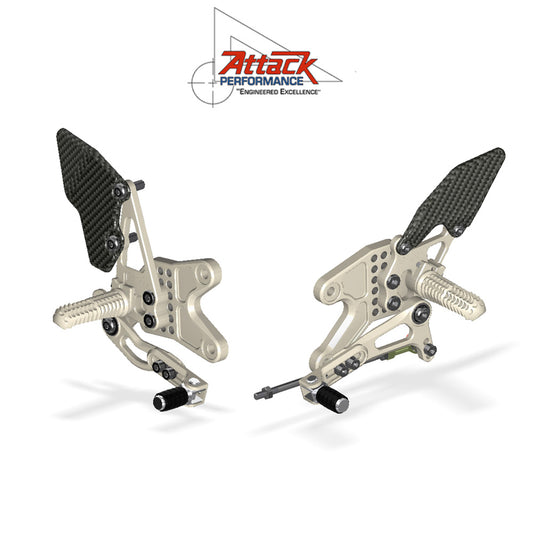 2015-2025年式 ヤマハＹＺＦ－Ｒ３用 アタックパフォーマンス製リアセット(エアロハード)　Attack Performance REAR SET KIT, YAM R3 2015- , AERO HARD (消費税、送料込み)