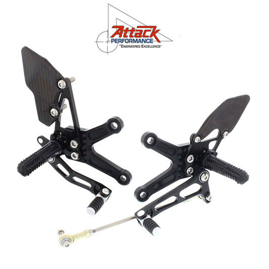 2013-2025年式 カワサキ Ｎｉｎｊａ ＺＸ－６Ｒ用 アタックパフォーマンス製リアセット(ブラック)　Attack Performance REAR SET KIT, ZX6R 05- , ZX6R-636 13- , AERO HARD (消費税、送料込み)