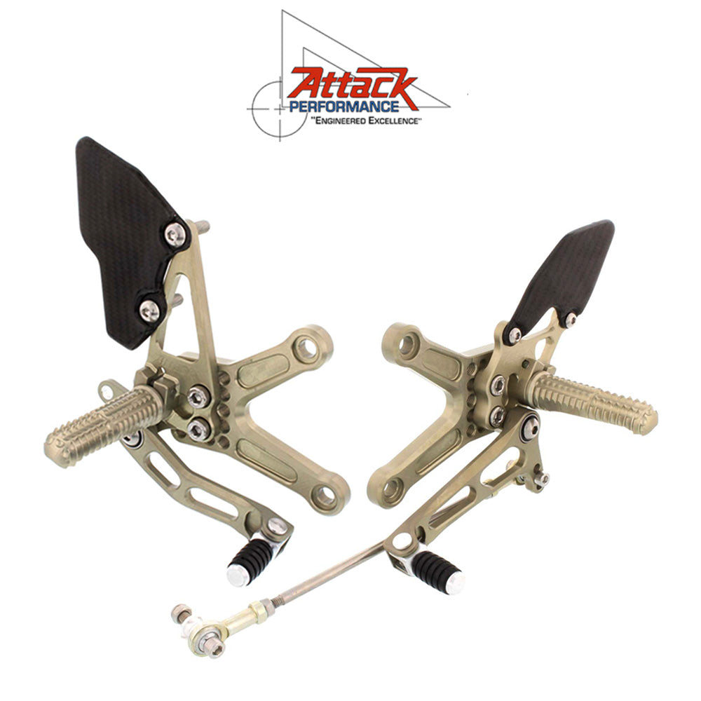 2013-2025年式 カワサキ Ｎｉｎｊａ ＺＸ－６Ｒ用 アタックパフォーマンス製リアセット(エアロハード)　Attack Performance REAR SET KIT, ZX6R 05- , ZX6R-636 13- , AERO HARD (消費税、送料込み)