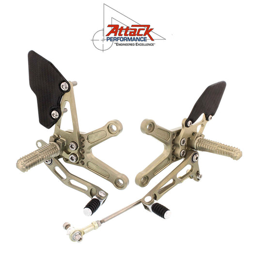 2013-2025年式 カワサキ Ｎｉｎｊａ ＺＸ－６Ｒ用 アタックパフォーマンス製リアセット(エアロハード)　Attack Performance REAR SET KIT, ZX6R 05- , ZX6R-636 13- , AERO HARD (消費税、送料込み)