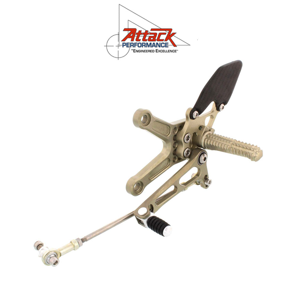 2013-2025年式 カワサキ Ｎｉｎｊａ ＺＸ－６Ｒ用 アタックパフォーマンス製リアセット(エアロハード)　Attack Performance REAR SET KIT, ZX6R 05- , ZX6R-636 13- , AERO HARD (消費税、送料込み)