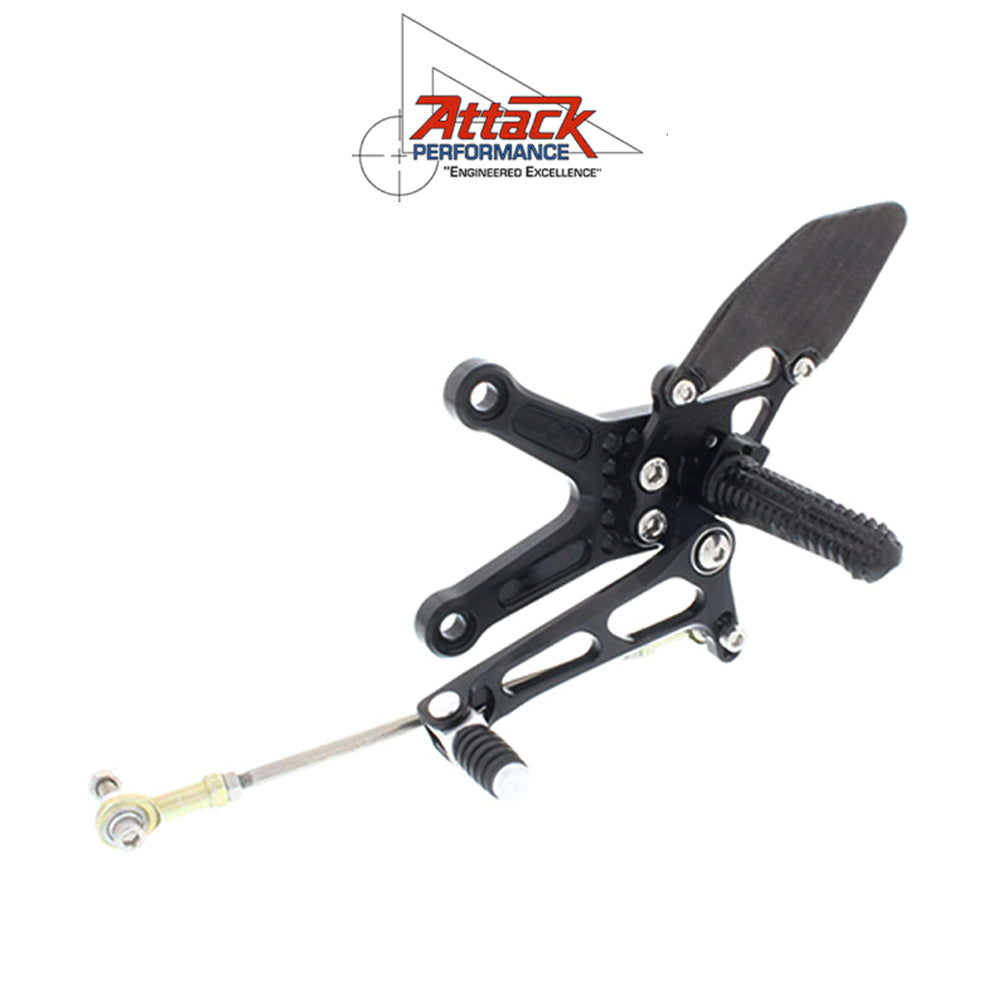 2013-2025年式 カワサキ Ｎｉｎｊａ ＺＸ－６Ｒ用 アタックパフォーマンス製リアセット(ブラック)　Attack Performance REAR SET KIT, ZX6R 05- , ZX6R-636 13- , AERO HARD (消費税、送料込み)