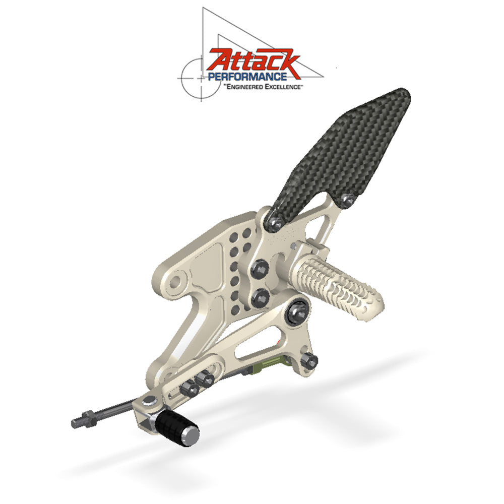 2015-2025年式 ヤマハＹＺＦ－Ｒ３用 アタックパフォーマンス製リアセット(エアロハード)　Attack Performance REAR SET KIT, YAM R3 2015- , AERO HARD (消費税、送料込み)