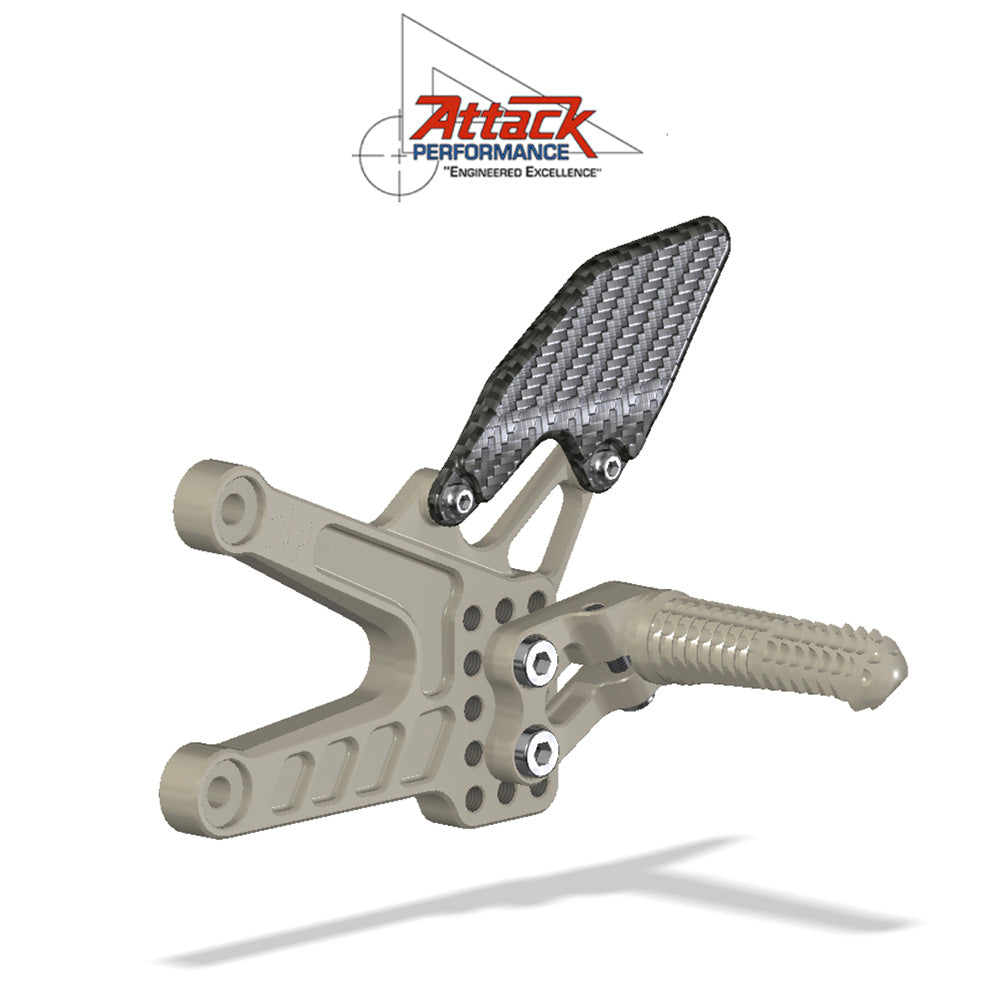 2006-2020年式 ヤマハＹＺＦ－Ｒ６用 アタックパフォーマンス製リアセット(カーボンヒールガード付き)(エアロハード)　Attack Performance REAR SET KIT, YAM R6 06- , AERO HARD (CARBON HEEL GUARDS) (消費税、送料込み)