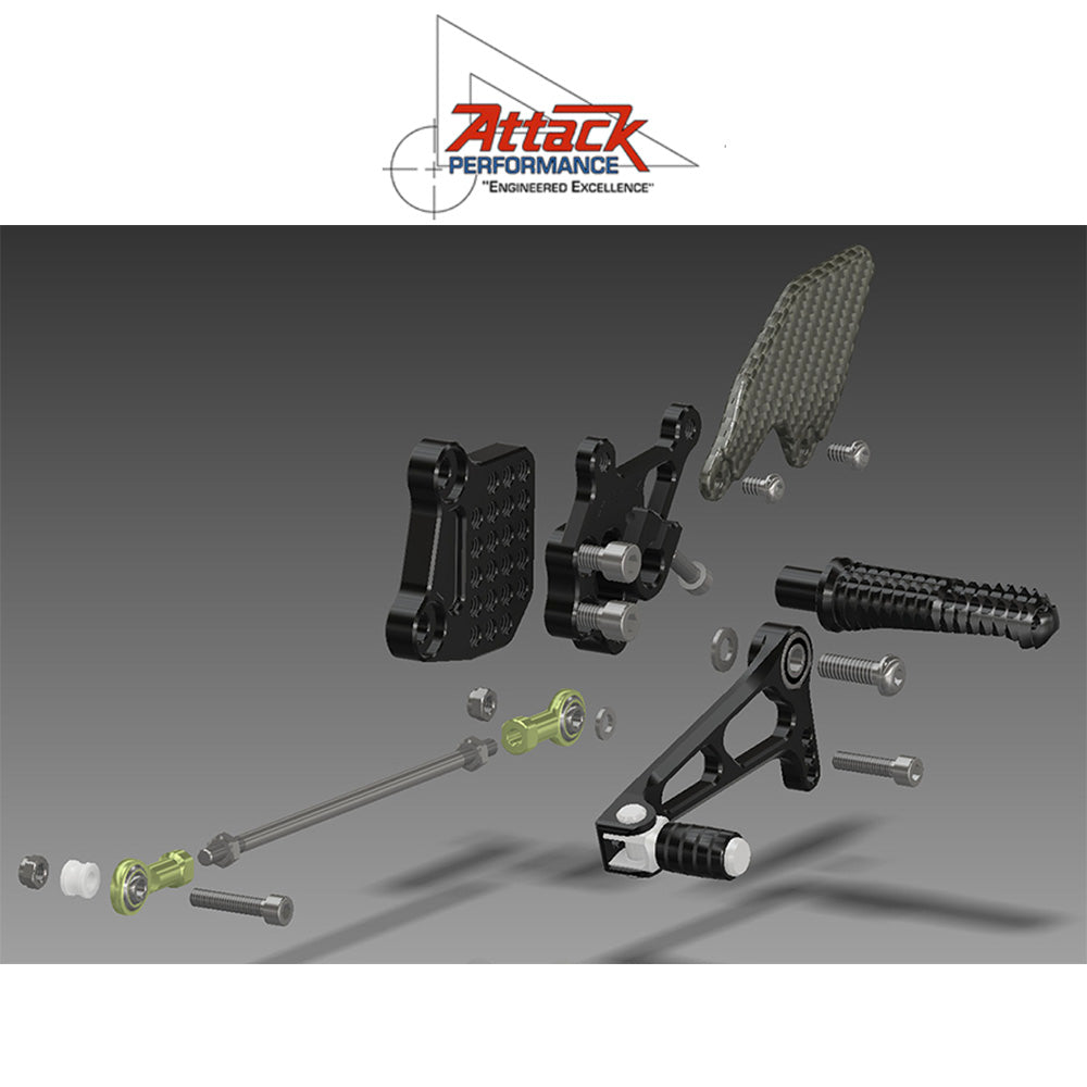 2013-2017年式カワサキ Ｎｉｎｊａ ３００用 アタックパフォーマンス製リアセット(ブラック)　Attack Performance REAR SET KIT, NINJA 250-300, BLACK (消費税、送料込み)