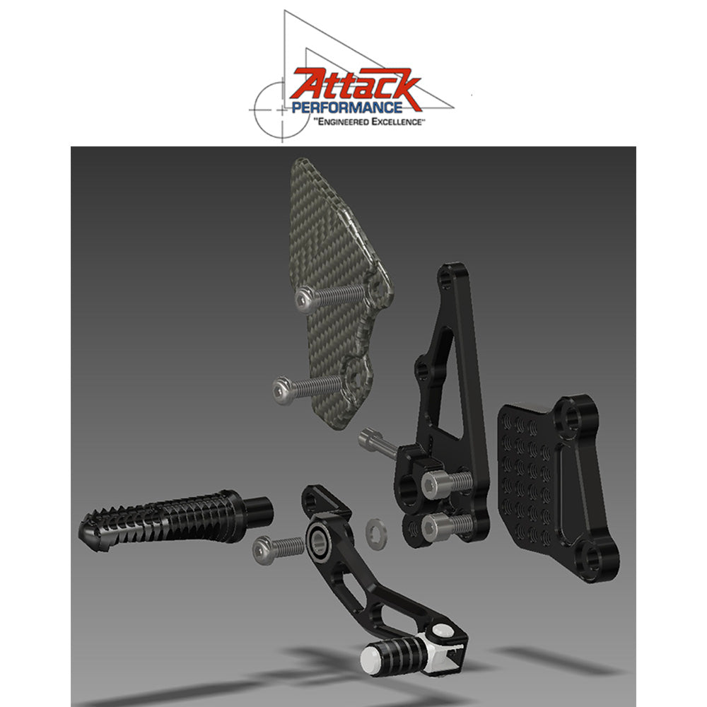 2013-2017年式カワサキ Ｎｉｎｊａ ３００用 アタックパフォーマンス製リアセット(ブラック)　Attack Performance REAR SET KIT, NINJA 250-300, BLACK (消費税、送料込み)