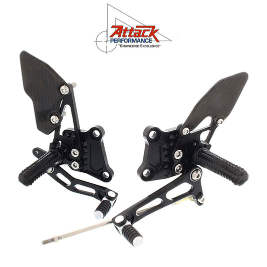 2013-2017年式カワサキ Ｎｉｎｊａ ３００用 アタックパフォーマンス製リアセット(ブラック)　Attack Performance REAR SET KIT, NINJA 250-300, BLACK (消費税、送料込み)