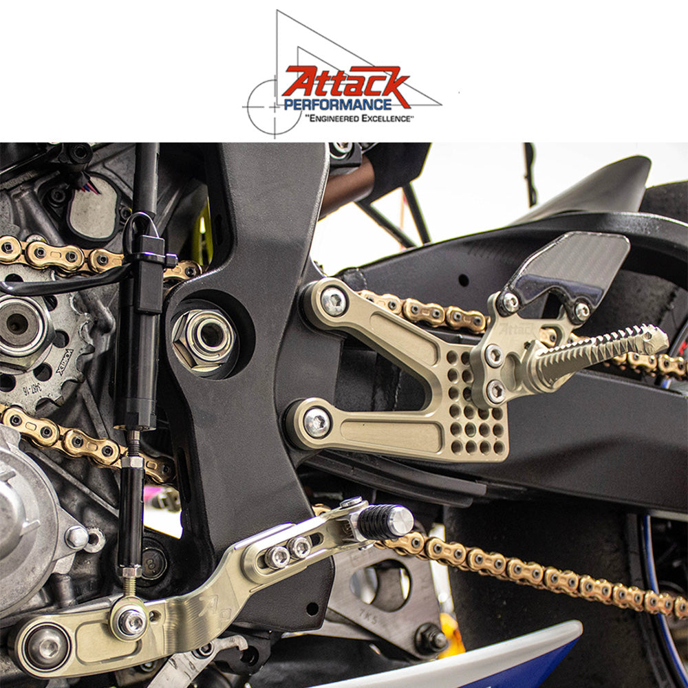 2017-2025年式 スズキ ＧＳＸ－Ｒ１０００Ｒ用 アタックパフォーマンス製リアセット(ブラック)　Attack Performance REAR SET KIT WITH SHIFT LEVER, GSXR1000 17 - , AERO HARD (消費税、送料込み)