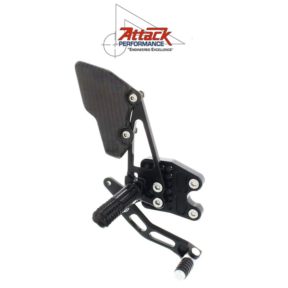 2017-2025年式 スズキ ＧＳＸ－Ｒ１０００Ｒ用 アタックパフォーマンス製リアセット(ブラック)　Attack Performance REAR SET KIT WITH SHIFT LEVER, GSXR1000 17 - , AERO HARD (消費税、送料込み)