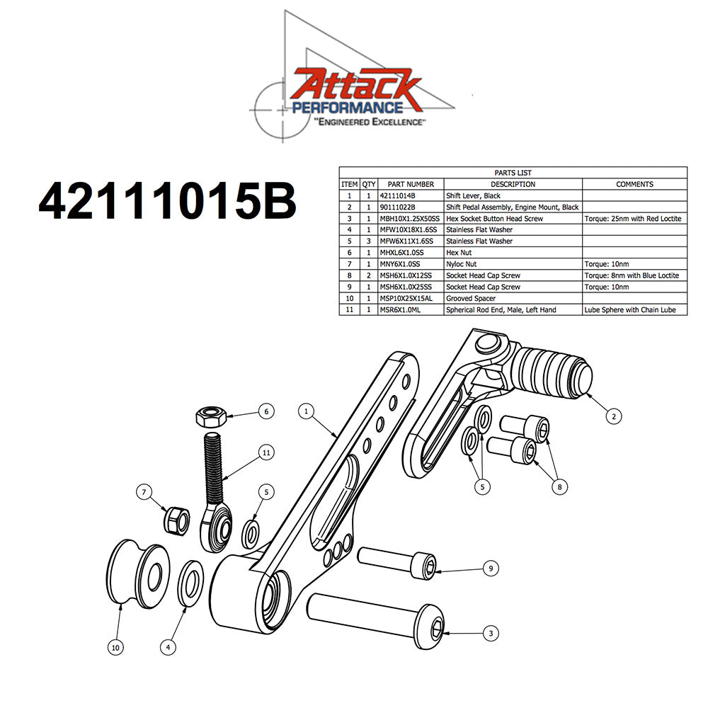 2009-2016年式 スズキ ＧＳＸ－Ｒ１０００用 アタックパフォーマンス製リアセット (ブラック)　Attack Performance REAR SET KIT WITH SHIFT LEVER, GSXR1000 09-16, BLACK (消費税、送料込み)