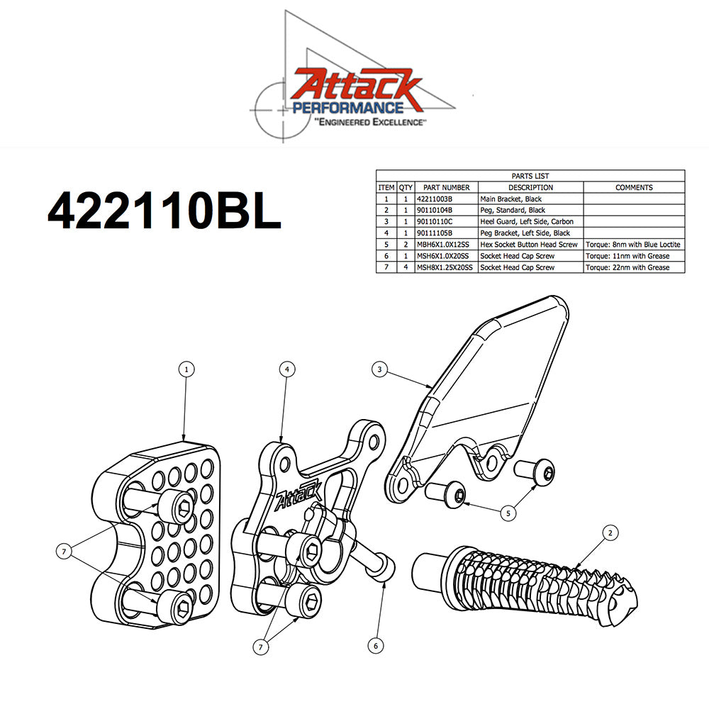 2011-2025年式 スズキ ＧＳＸ－Ｒ７５０用 アタックパフォーマンス製リアセット (エアロハード)　Attack Performance REAR SET KIT WITH SHIFT LEVER, GSXR600/750 11- , AERO HARD (消費税、送料込み)