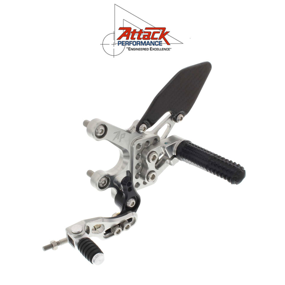 2017-2025年式 アプリリア ＲＳＶ４ １１００ファクトリー用 アタックパフォーマンス製リアセット(クリアー)　Attack Performance REAR SET KIT, APRILIA RSV4 17- , TUONO 17- , CLEAR (消費税、送料込み)