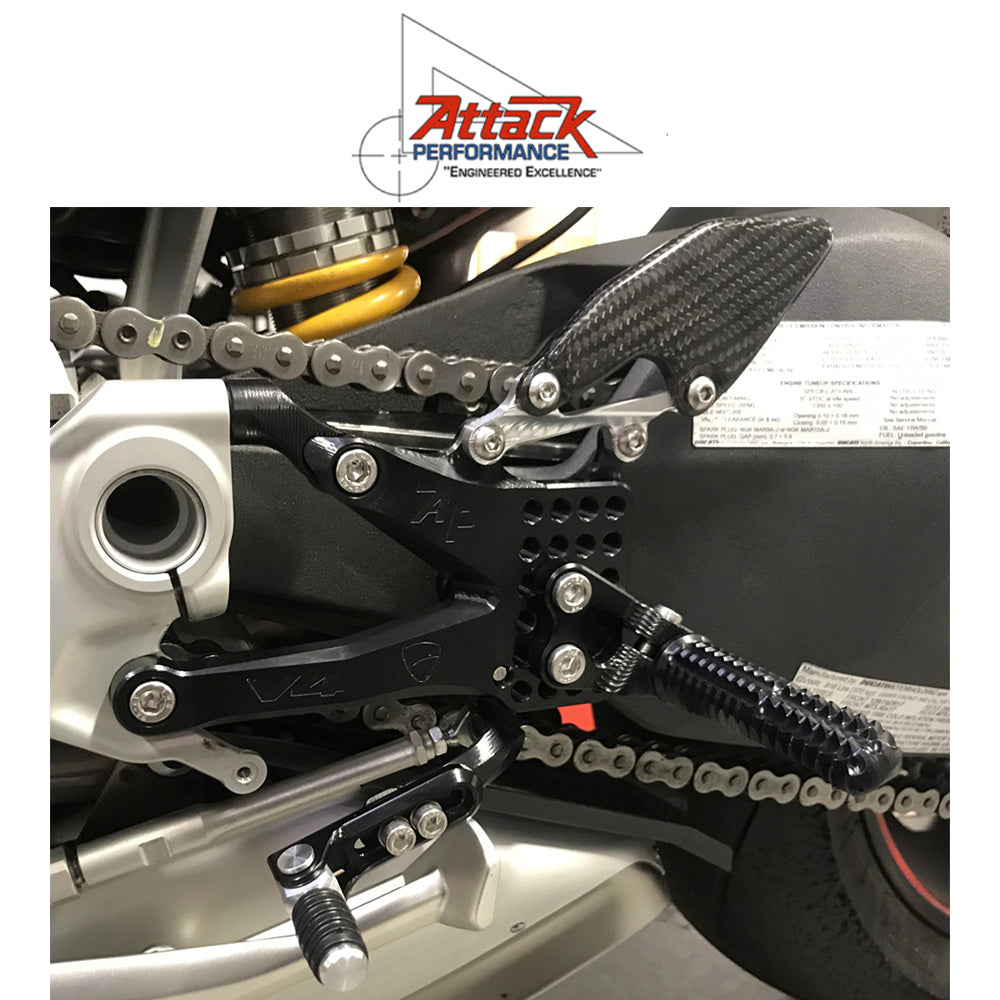2018-2024年式 ドゥカティ パニガーレＶ４用 アタックパフォーマンス製リアセット(クリアー)　Attack Performance REAR SET KIT, DUCATI V4, 2018 -, CLEAR (消費税、送料込み)