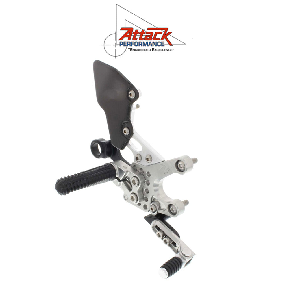 2017-2025年式 アプリリア ＲＳＶ４ １１００ファクトリー用 アタックパフォーマンス製リアセット(クリアー)　Attack Performance REAR SET KIT, APRILIA RSV4 17- , TUONO 17- , CLEAR (消費税、送料込み)