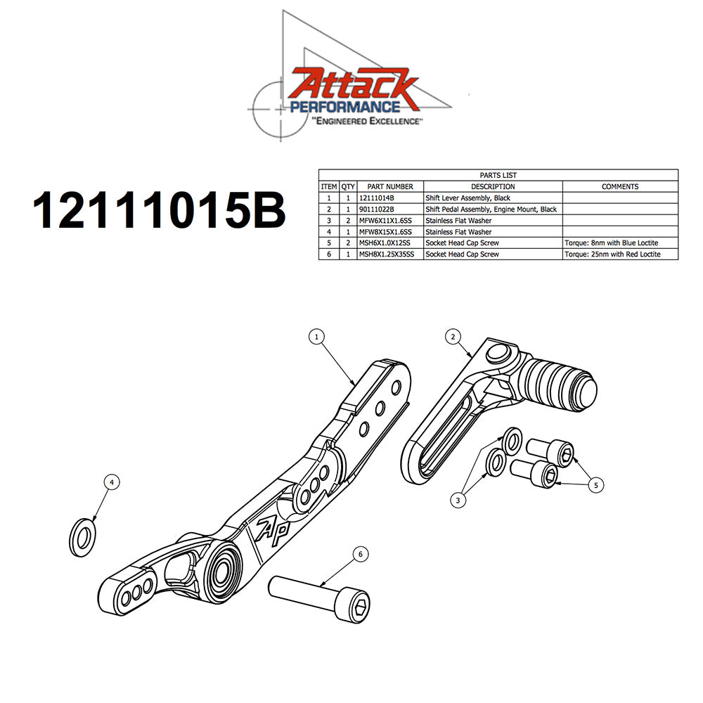 2015-2025年式 ヤマハ ＹＺＦ－Ｒ１用 アタックパフォーマンス製リアセット(ブラック)　Attack Performance REARSET KIT WITH SHIFT LEVER, YZF R1 15- , BLACK (消費税、送料込み)  SKU 121110B