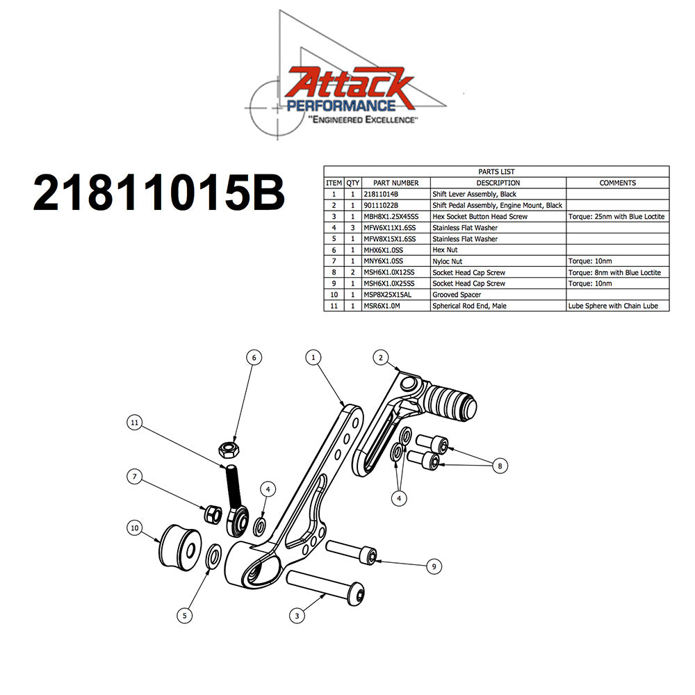 2008-2019年式 ホンダ ＣＢＲ１０００ＲＲ用 アタックパフォーマンス製リアセット(エアロハード)　Attack Performance REAR SET KIT, HON CBR1000RR 08- , W/SHIFT LEVER, AERO HARD (消費税、送料込み)