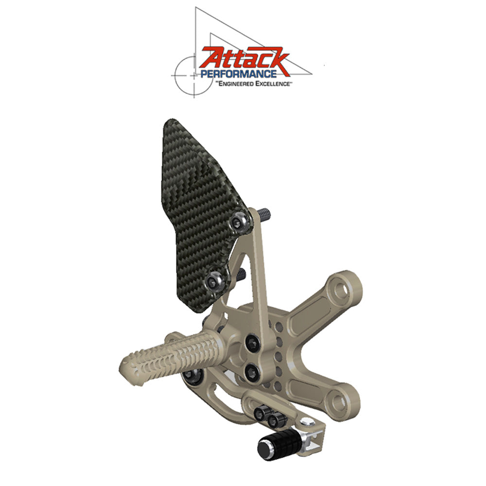 2016-2025年式 カワサキ Ｎｉｎｊａ ＺＸ－１０Ｒ用 アタックパフォーマンス製リアセット(エアロハード)　Attack Performance REAR SET KIT, ZX10R, 16- , AERO HARD (消費税、送料込み)