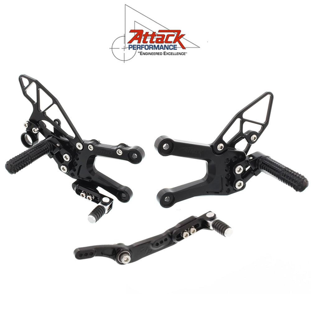 2006-2020年式 ヤマハＹＺＦ－Ｒ６用 アタックパフォーマンス製リアセット(ブラック)　Attack Performance REAR SET KIT, YAM R6 06- , BLACK (消費税、送料込み)  SKU 117110B