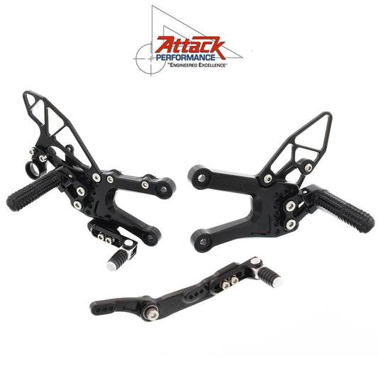 2006-2020年式 ヤマハＹＺＦ－Ｒ６用 アタックパフォーマンス製リアセット(ブラック)　Attack Performance REAR SET KIT, YAM R6 06- , BLACK (消費税、送料込み)  SKU 117110B