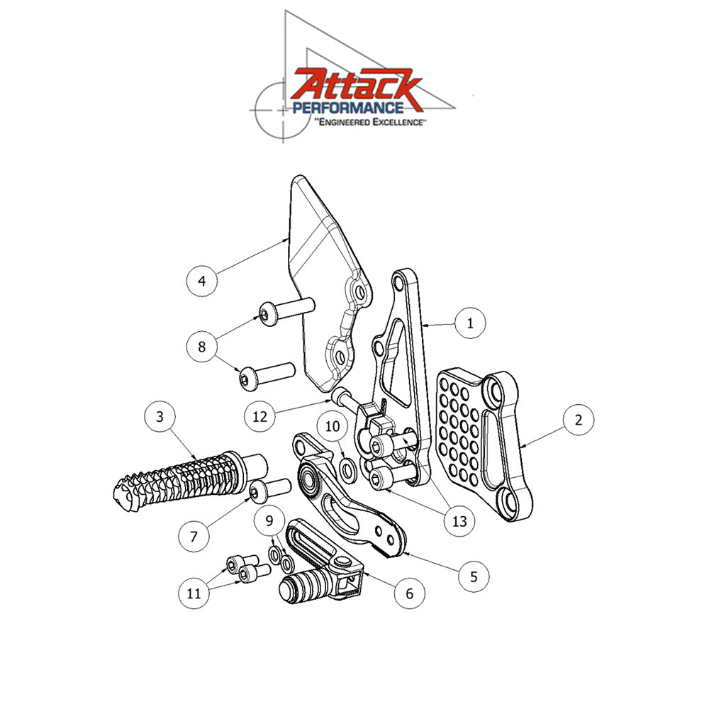 2013-2017年式カワサキ Ｎｉｎｊａ ３００用 アタックパフォーマンス製リアセット(ブラック)　Attack Performance REAR SET KIT, NINJA 250-300, BLACK (消費税、送料込み)