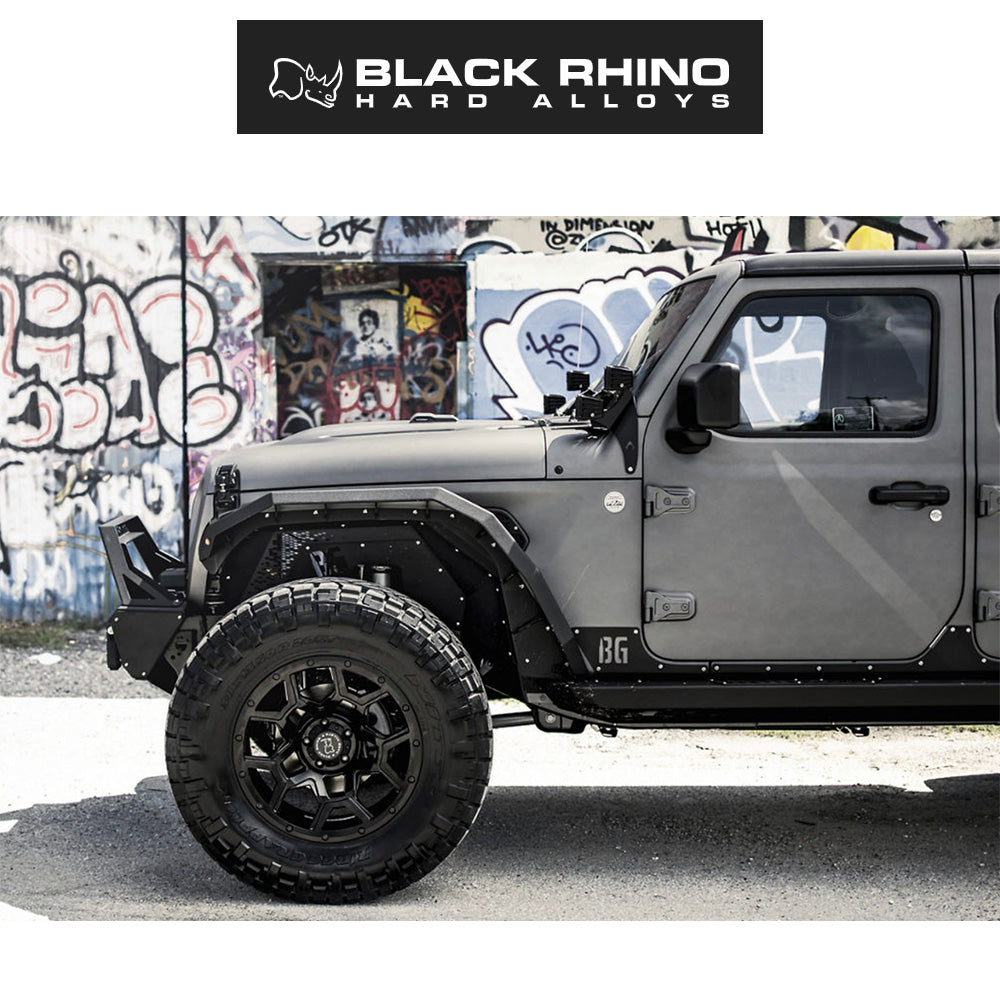 ランドローバー ディフェンダー１１０ (Land Rover Defender 110)用ブラックライノ オーバーランド 18x8J マットブラックホイール４本セット BRVRL 18X8 5X120 M-BLK 35MM (送料無料)