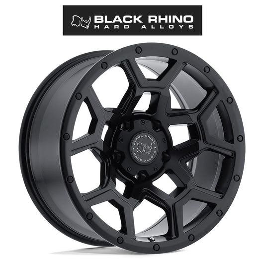 テスラ モデル３ (TESLA Model 3)用 ブラックライノ オーバーランド 18x8J マットブラックホイール４本セット Black Rhino Overland BRVRL 18X8 5X4.5 M-BLK 35MM (送料無料)