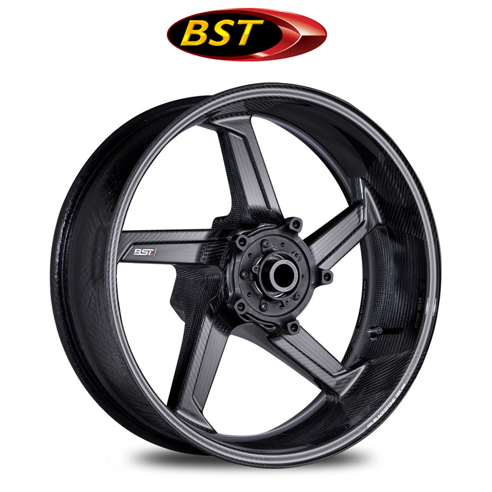 2015-2025年式ヤマハ ＹＺＦ－Ｒ１用 BST スターテック カーボンファイバー製(グロス、艶あり) フロント、リアホイールセット (17x3.5J フロント、17x6J リア) (消費税、送料込み)