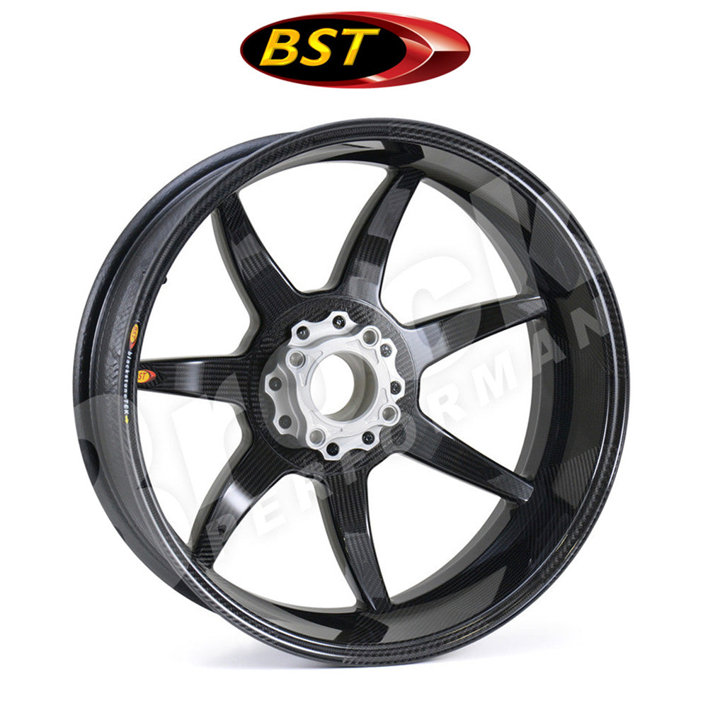 ２０１８年から２０２４年式モデル ドゥカティ パニガーレＶ４用 BST セブンテック 17 x 6.0J カーボンファイバー製リアホイール１本　BST 7 TEK 17 x 6.0 Rear Wheel - Ducati 1098/R/S / 1199 / 1299 / 1299Rfe / Panigale V4 (18-24) and V2 / Streetfighter V4 and V2 / 1198 (2007-12) / SuperSport 939 (送料無料)