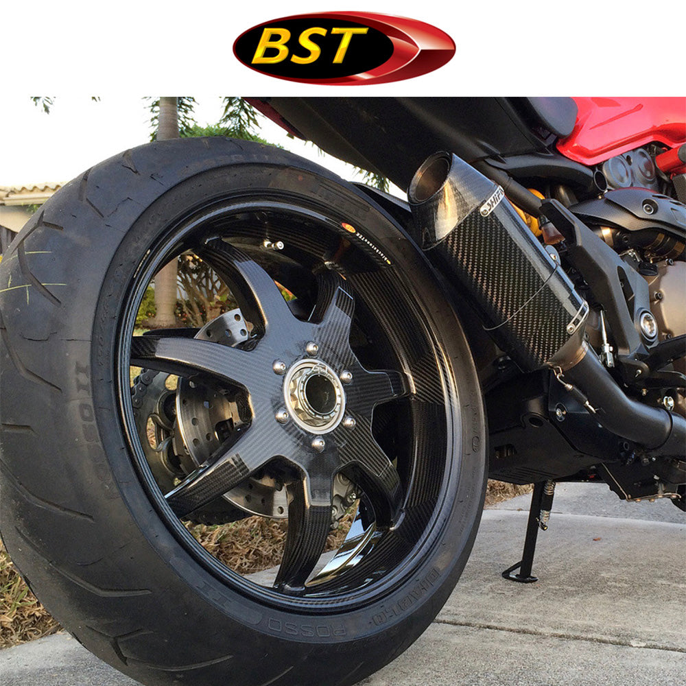 ２０１８年から２０２４年式モデル ドゥカティ パニガーレＶ４用 BST セブンテック 17 x 6.0J カーボンファイバー製リアホイール１本　BST 7 TEK 17 x 6.0 Rear Wheel - Ducati 1098/R/S / 1199 / 1299 / 1299Rfe / Panigale V4 (18-24) and V2 / Streetfighter V4 and V2 / 1198 (2007-12) / SuperSport 939 (送料無料)